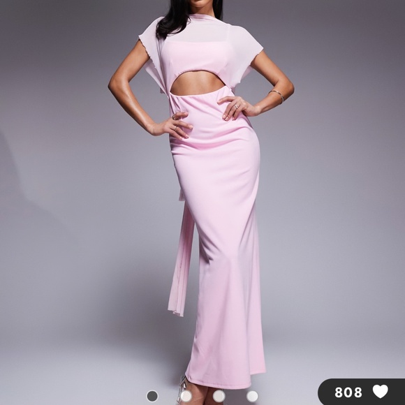 ASOS DESIGN sheer overlay maxi dress in light pink - Picture 1 of 3